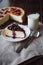 cheesecake milk Breakfast berry delicious glass fork spoon delicious fresh