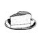 Cheesecake Piece Hand Drawn Vector Illustration. Skecth Cheese Cake Slice On Plate Vintage Icon Isolated.
