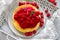 Cheesecake with raspberry sauce