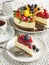 Cheesecake topped with berries and fruits