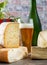 Cheeses and Tomme de Savoie with beer, French cheese Savoy, french Alps France