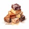 Cheesy Chocolate Caramel Pyramid Watercolor Clipart