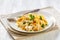 cheesy and creamy chicken and shells pasta bake