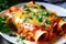 Cheesy Enchiladas with Rich Tomato Sauce Topped with Fresh Cilantro