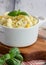 Cheesy Macaroni Casserole with Basil Leaves