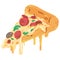 cheesy pizza sliced painting style vector illustration