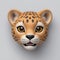 Cheetah 3D sticker  Emoji icon illustration, funny little animals, cheetah on a white background