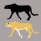 Cheetah black silhouette vector illustration flat style profile