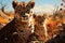 Cheetah and cubs in the Namibian savannah AI generated Generative AI