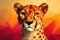 cheetah Low poly animal style illustration generative ai