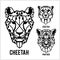 Cheetah and panter - animal heads icons. Vector geometric illustrations of wild life animals.