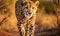 A cheetah running in the grass towards the camera