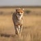 A cheetah running on a jungle with alertness in its eyes. generative AI