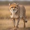 A cheetah running on a jungle with alertness in its eyes. generative AI