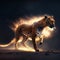 Cheetah running in the night. 3D Rendering. AI Generated