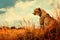 Cheetah Stealthily Hunting Prey on the Savanna Digital Artwork. Generative AI