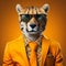 Cheetah In Suit: A Bold And Colorful 3d Artwork