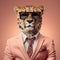 Cheetah In Suit And Glasses Surrealistic Corporate Punk Art