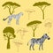 Cheetah, zebra and savanna trees