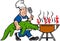 Chef Alligator Spatula BBQ Grill Cartoon