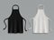 Chef apron. Black white culinary cloth aprons chef uniform kitchen cotton cooking clothes isolated vector mockup