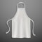 Chef apron. White culinary cloth apron chef uniform kitchen cotton cooking clothes isolated vector mockup