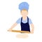 Chef baker vector stock illustration. Roll out the dough, a recipe for cooking.