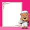 The chef beaver standing beside the blank board for menu