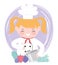 Chef blonde girl with pot pepper onion beet cartoon character