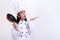 Chef blowing a kiss to copy-space on white