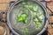 Chef boiling Broccoli in pan