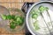 Chef boiling Broccoli in pan