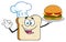 Chef Bread Slice Cartoon Mascot Character Presenting Perfect Burger