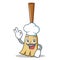 Chef broom character cartoon style