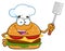 Chef Burger Cartoon Mascot Character Holding A Slotted Spatula