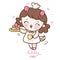 Chef cartoon cooking Cute girl vector Kawaii bakery shop logo kid dessert culinary