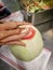 Chef Carves A Watermelon to Rose Petals