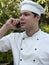 Chef on cellular phone