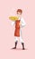 Chef character vector design serving pizza bread