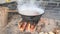 Chef checks preparation of pork ribs. Cooked of smoked meat