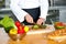 Chef chopping vegetables