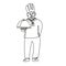 Chef Cook or Baker Holding a Platter Front View Continuous Line Drawing