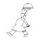 Chef Cook or Baker Serving a Food Platter Side View Continuous Line Drawing