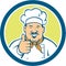 Chef Cook Happy Thumbs Up Circle Retro