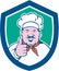 Chef Cook Happy Thumbs Up Shield Cartoon
