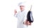 Chef or cook holding an eggplant and showing perfect gesture