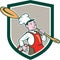 Chef Cook Marching Spoon Shield Cartoon