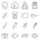 Chef or Cook Tools & Equipment Icons Thin Line Vector Illustration Set