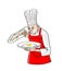 the chef is cooking eggs, white-colored cartoon illustrations