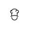 Chef in a cooking hat vector icon outline logo. Kitchen simple black icon.